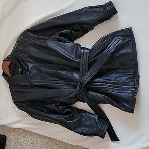 wilsons mens black leather jacket 3/4 length, size L with thinsulate removable l